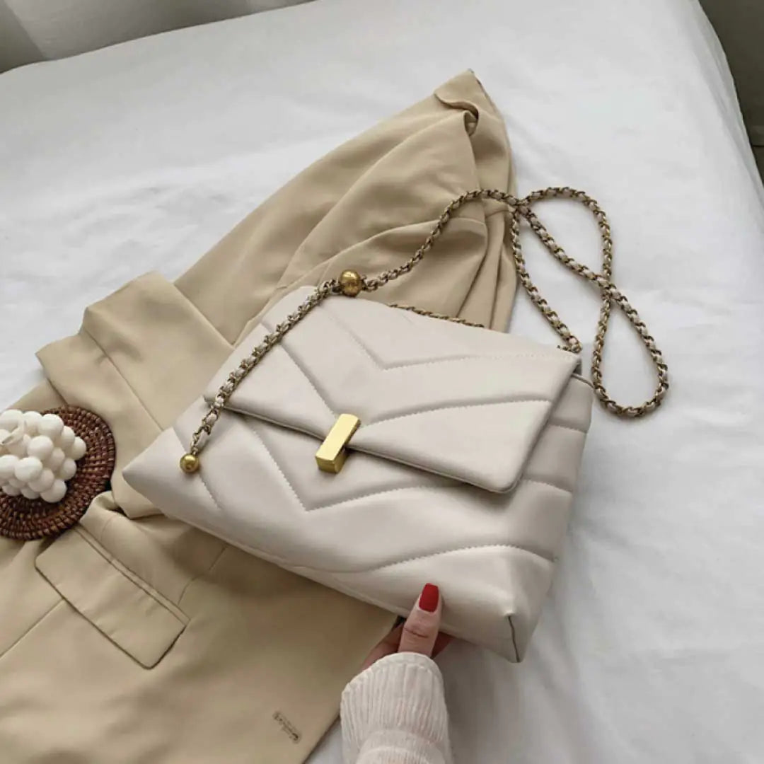 Chevron Quilted Bernie Shoulder Bag