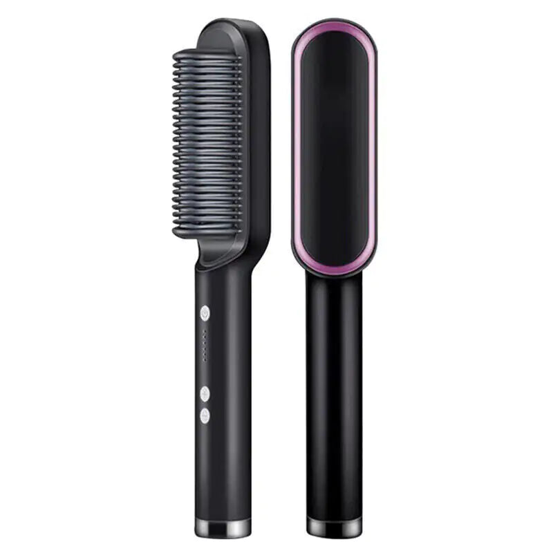 Hair Straightener Brush Straightening Curler Hot Comb Electric Adjustable Heat