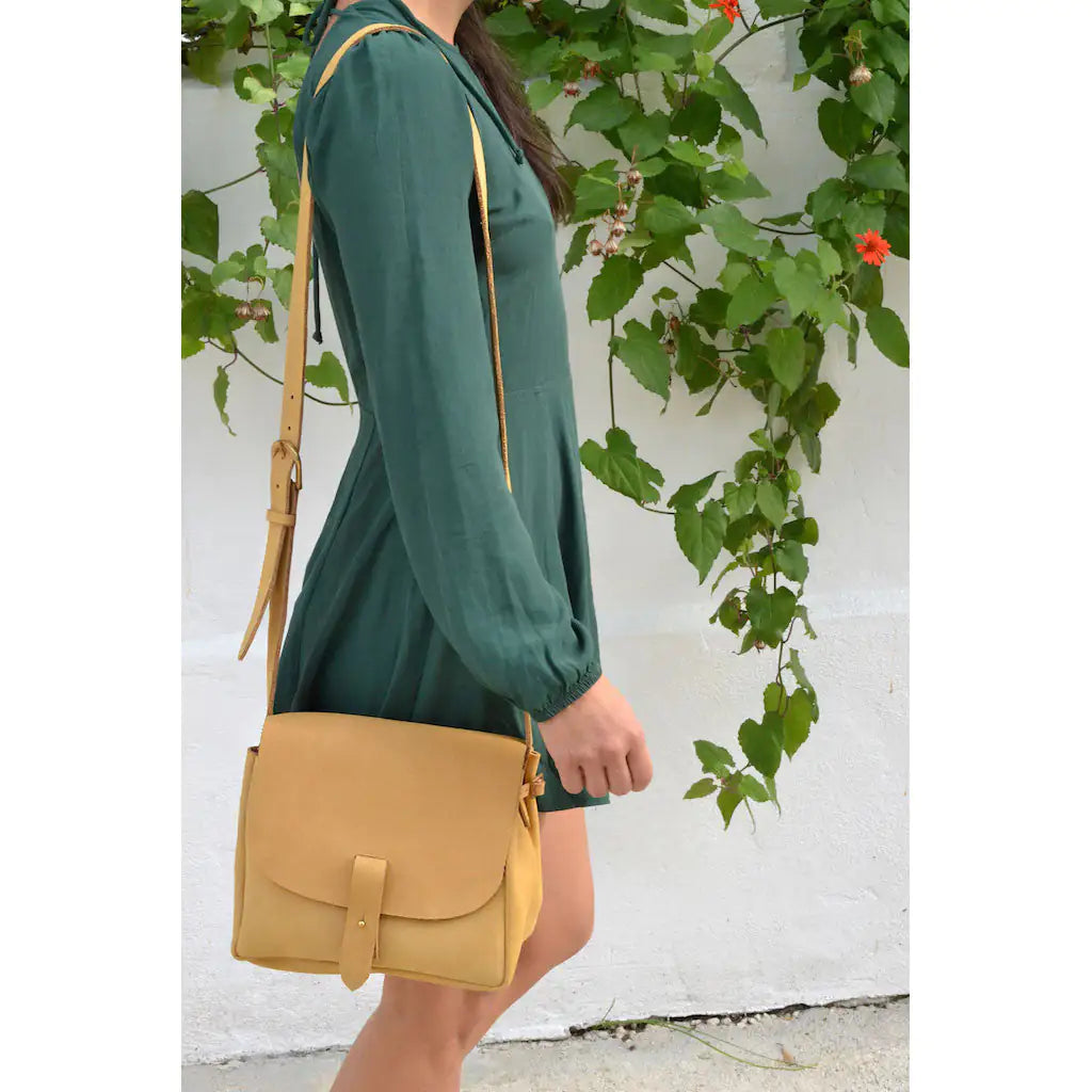 Nubuck Leather Bucket over The Shoulder Bag