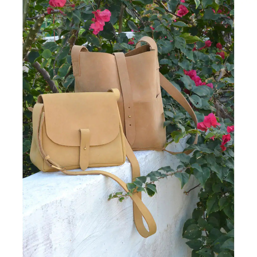 Nubuck Leather Bucket over The Shoulder Bag